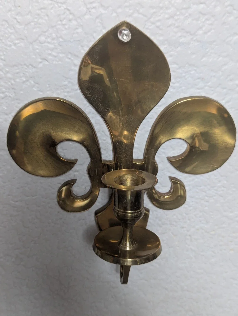 Vintage Solid Brass Fleur-de-Lis Wall Sconces - Pair